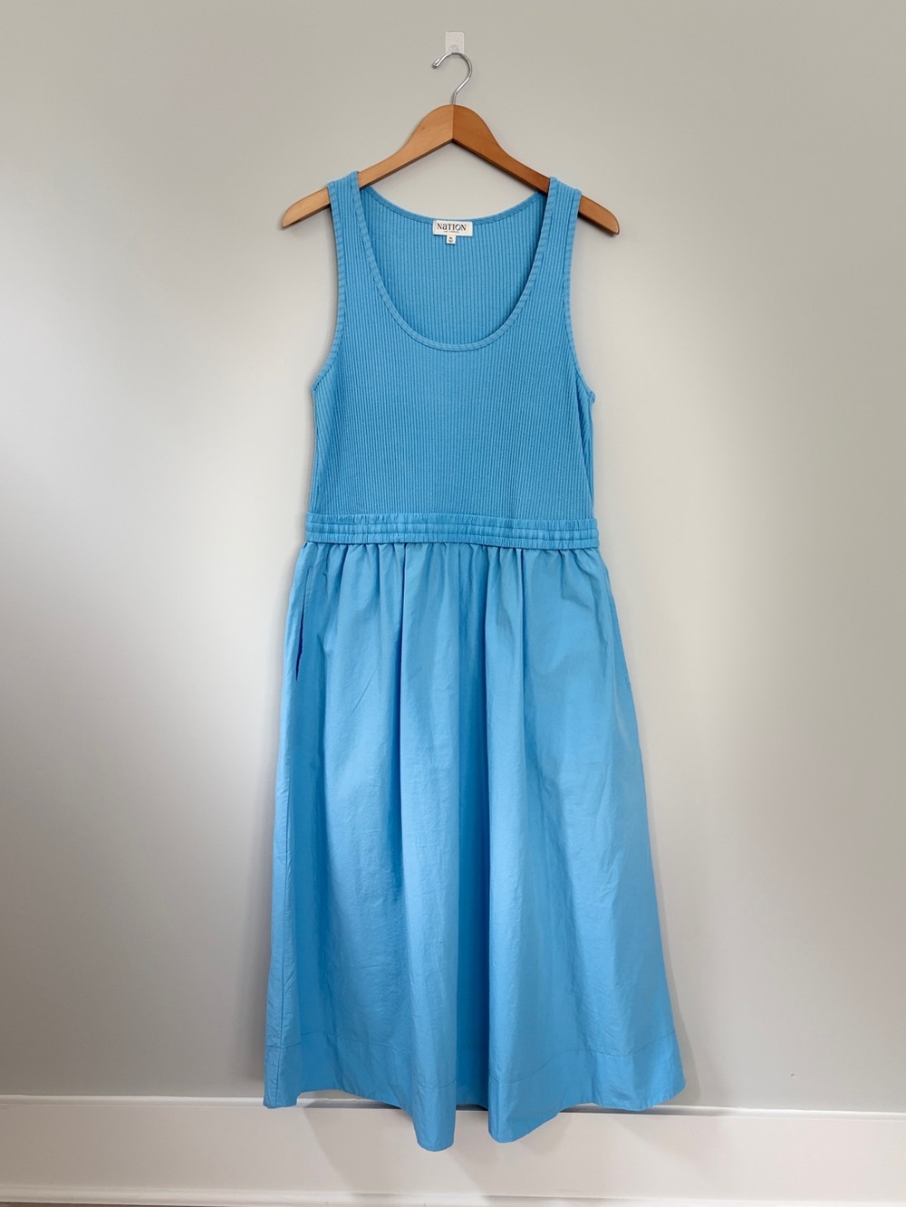 NATION Los Angeles Sadelle Combo Midi Women’s Blue Tank-Top Midi Dress